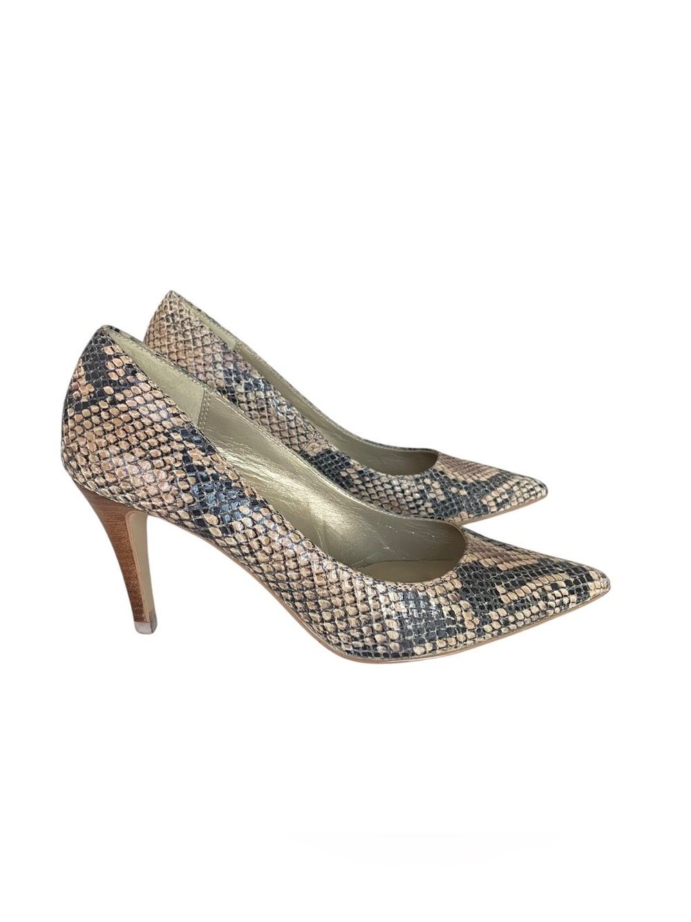 MODA Spana ‘Amore’ Natural Python Snake Skin Printed Faux Leather Shoes Size 5M